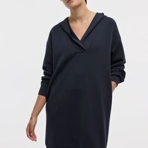 Navy Blue Hooded Dress